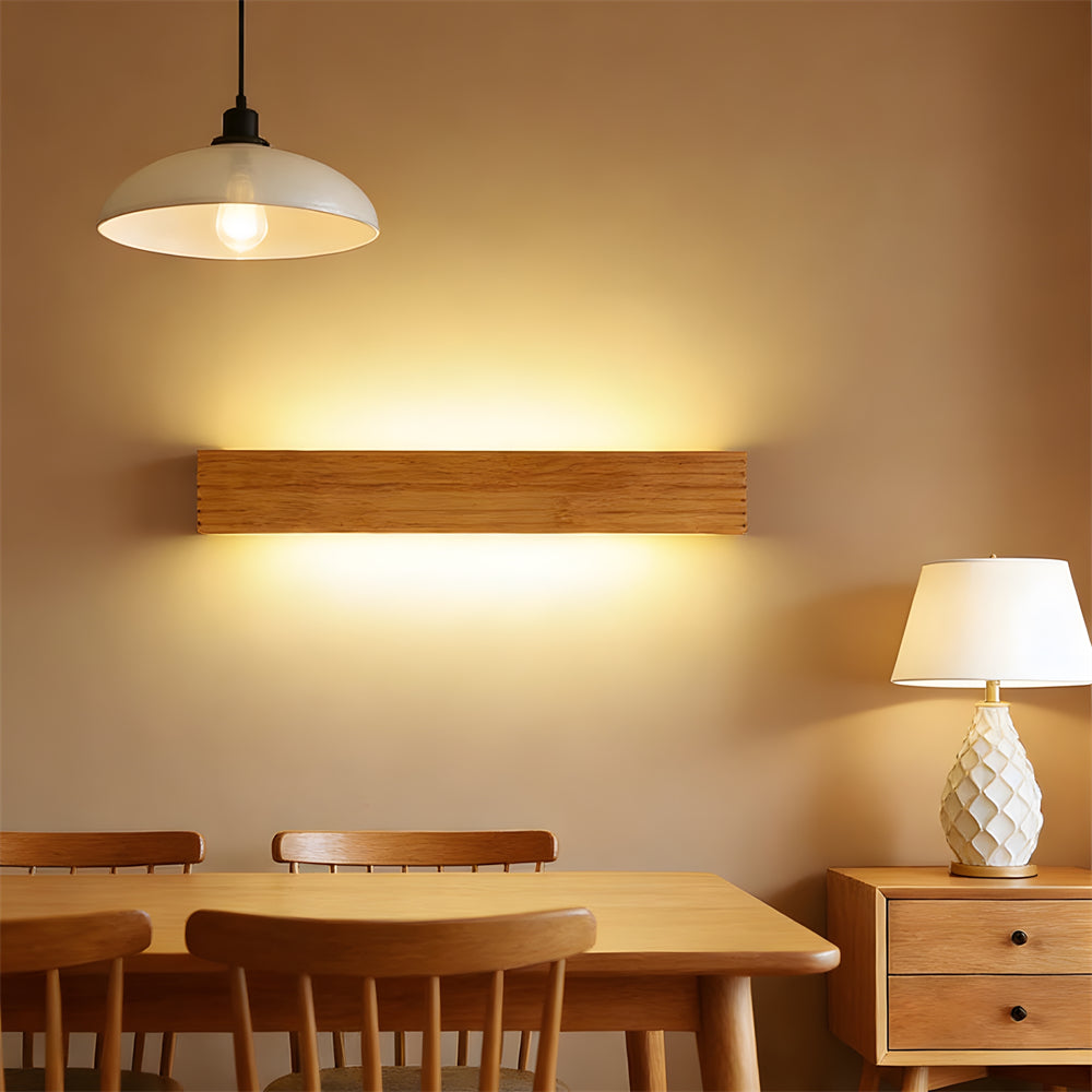 Wall Light Wood and Acrylic E26 E27 Bulb Base 110V 120V Direct Wired | Euroselle