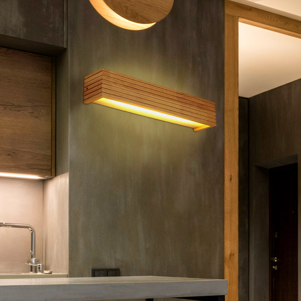 Wall Light Wood and Acrylic E26 E27 Bulb Base 110V 120V Direct Wired | Euroselle
