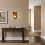 Wall Sconce Wood Glass Walnut Finish IP20 Indoor Decorative Light Fixture | Euroselle