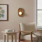 Wall Sconce Wood Glass Walnut Finish IP20 Indoor Decorative Light Fixture | Euroselle