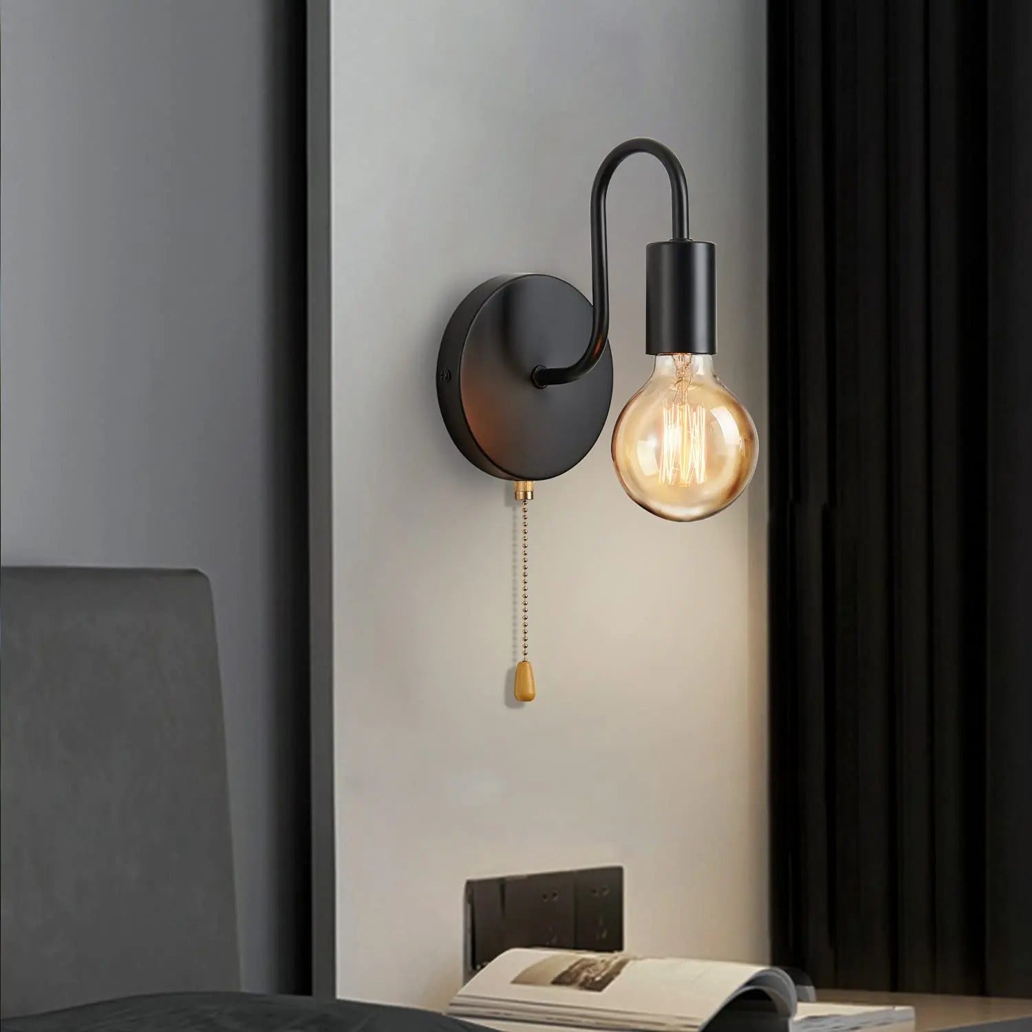 Wall Sconce Curved Gooseneck Metal Adjustable Indoor Lighting Fixture | Euroselle