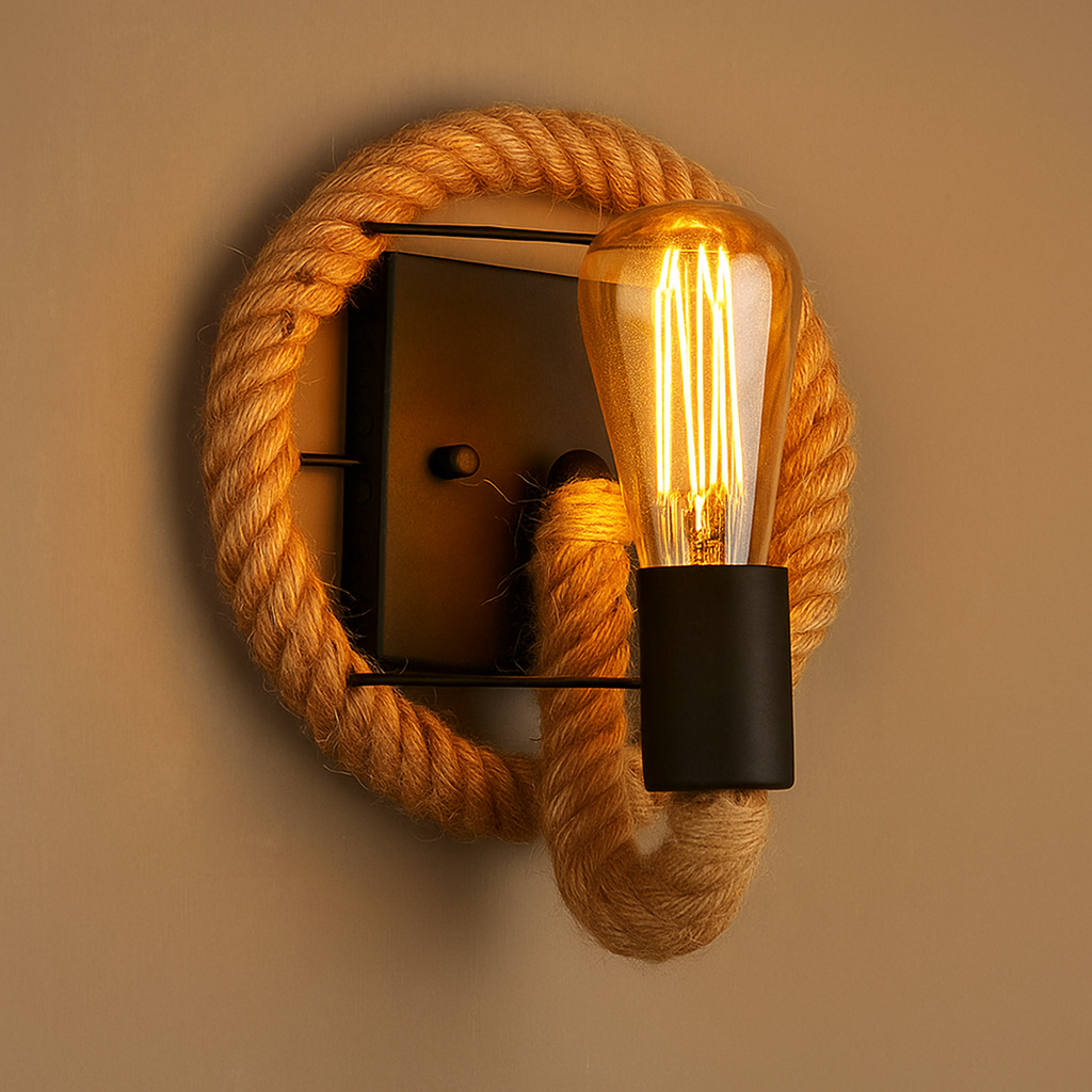 Wall Sconce Rope Design Iron E27 Indoor 20x15x12 cm | Euroselle