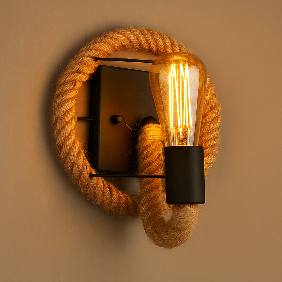Wall Sconce Rope Design Iron E27 Indoor 20x15x12 cm | Euroselle