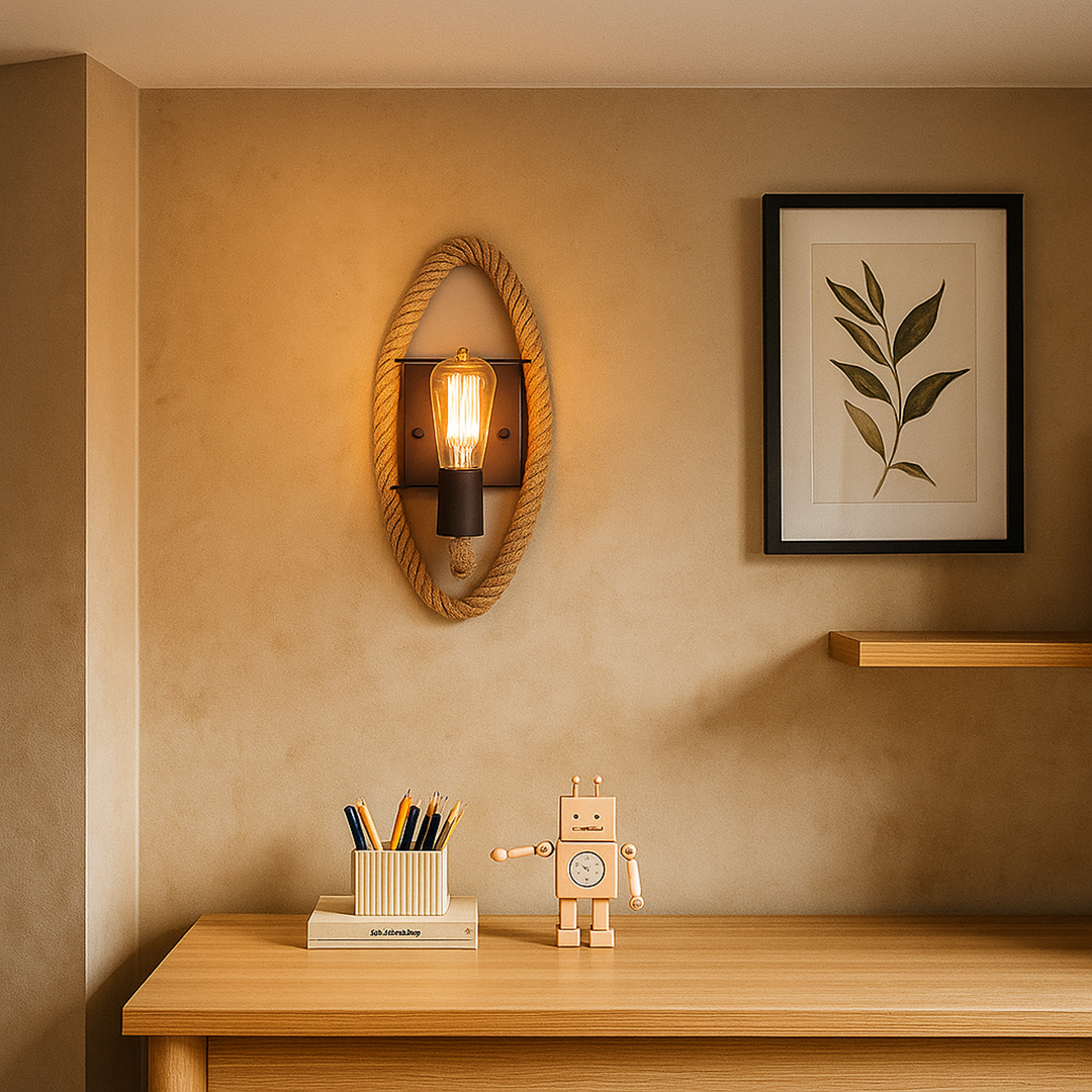 Wall Sconce Rope Design Iron E27 Indoor 20x15x12 cm | Euroselle