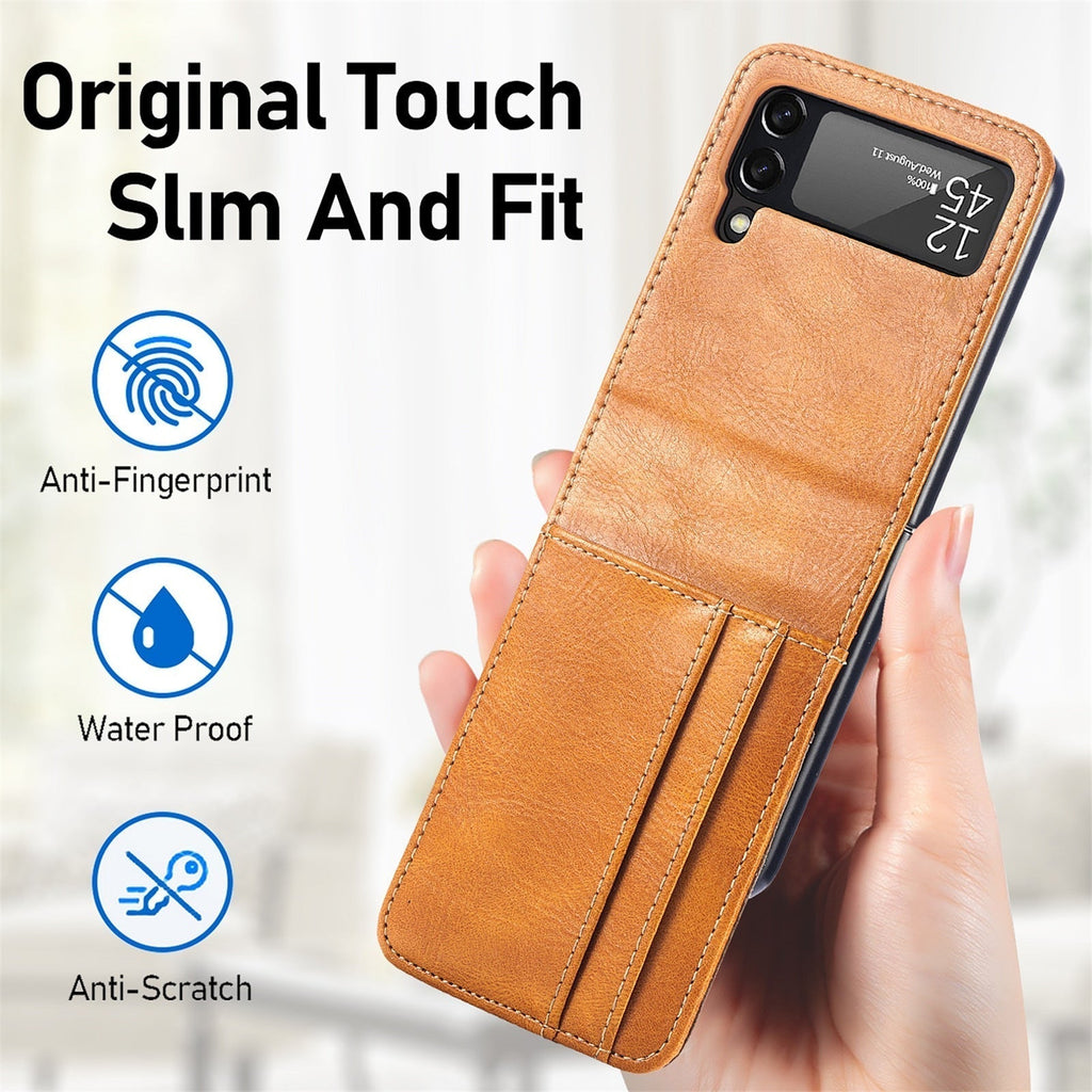 Samsung Galaxy Z Flip 3 4 5 6 7 8 PU Leather Case, Card Slots