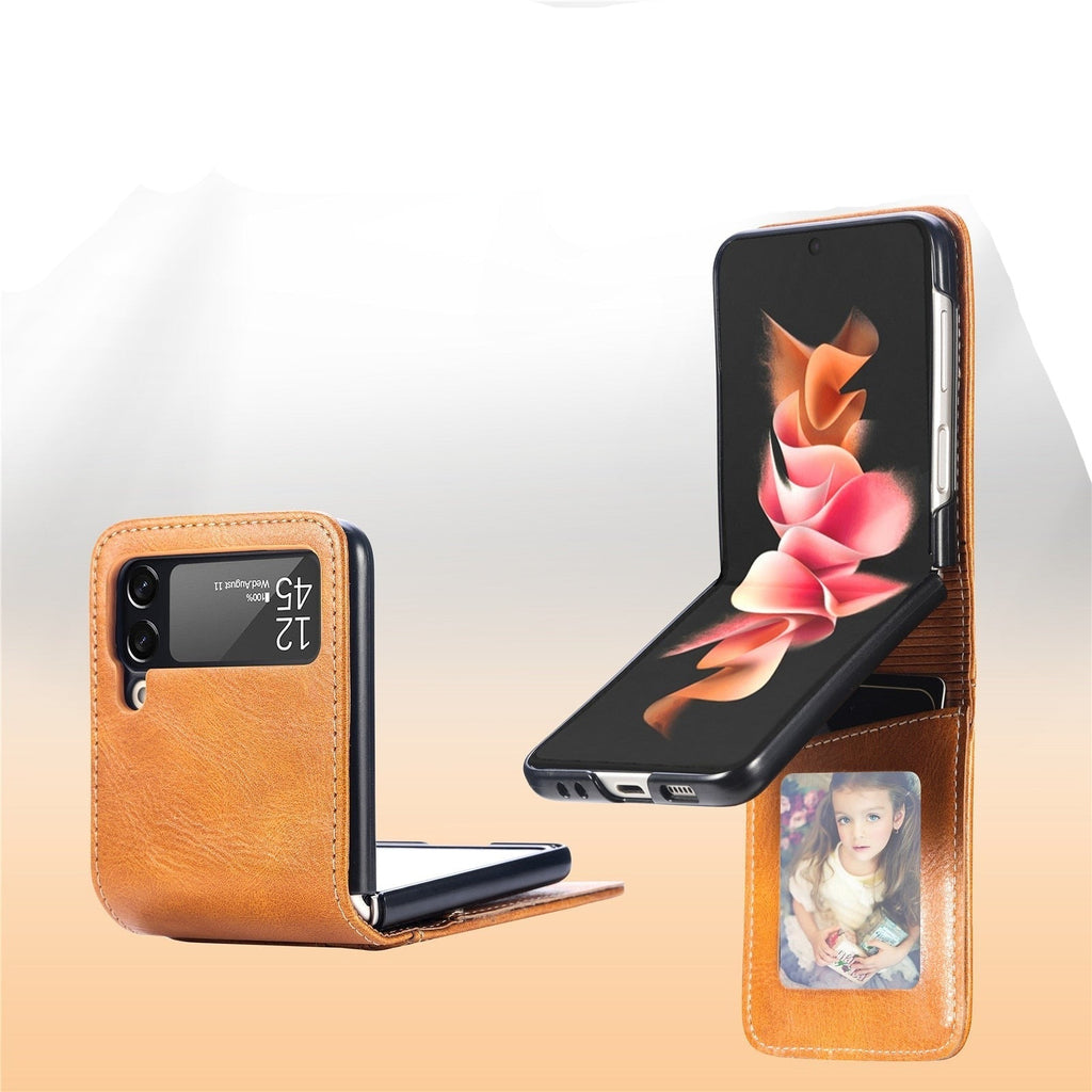 Samsung Galaxy Z Flip 3 4 5 6 7 8 PU Leather Case, Card Slots