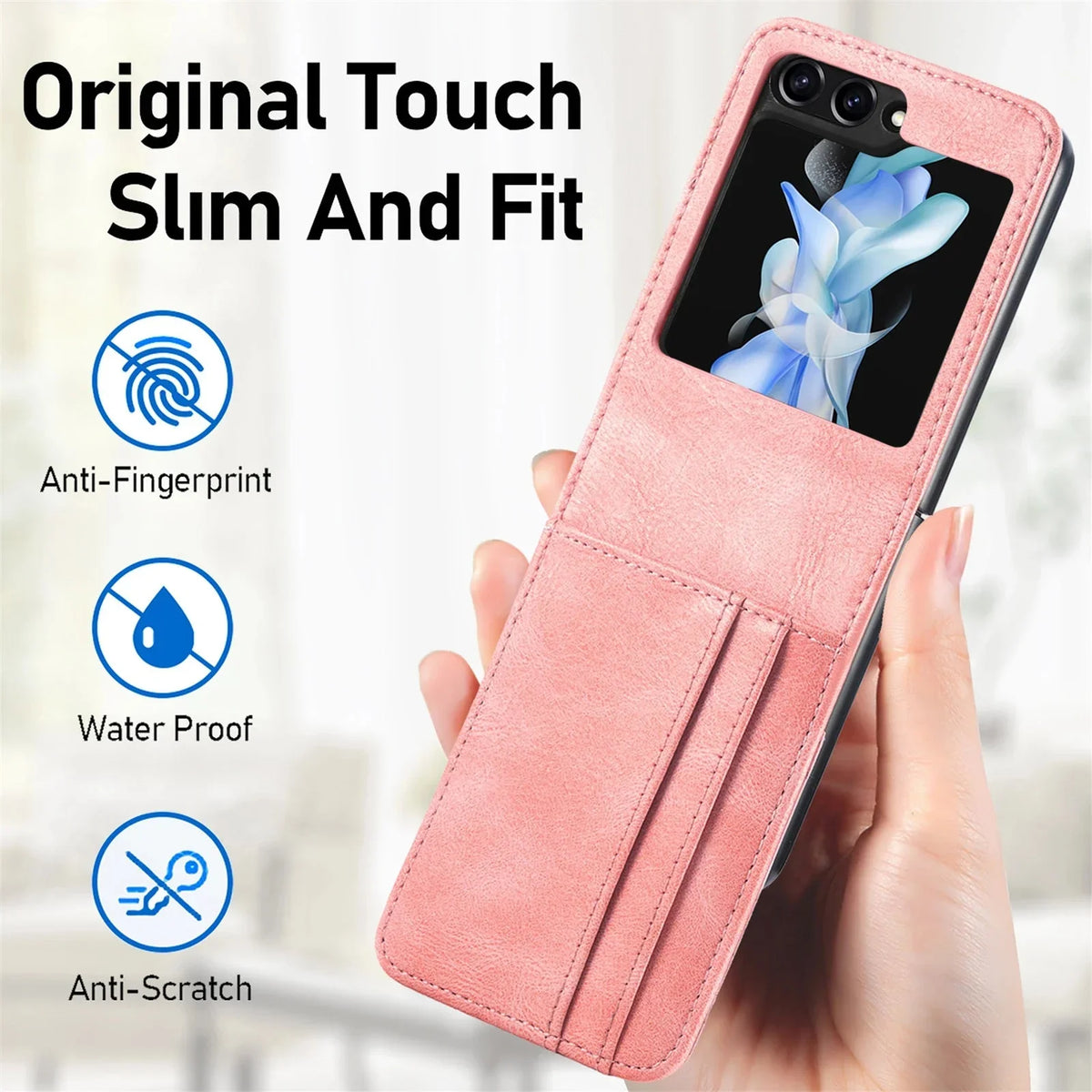 Samsung Galaxy Z Flip 3 4 5 6 7 8 PU Leather Case, Card Slots