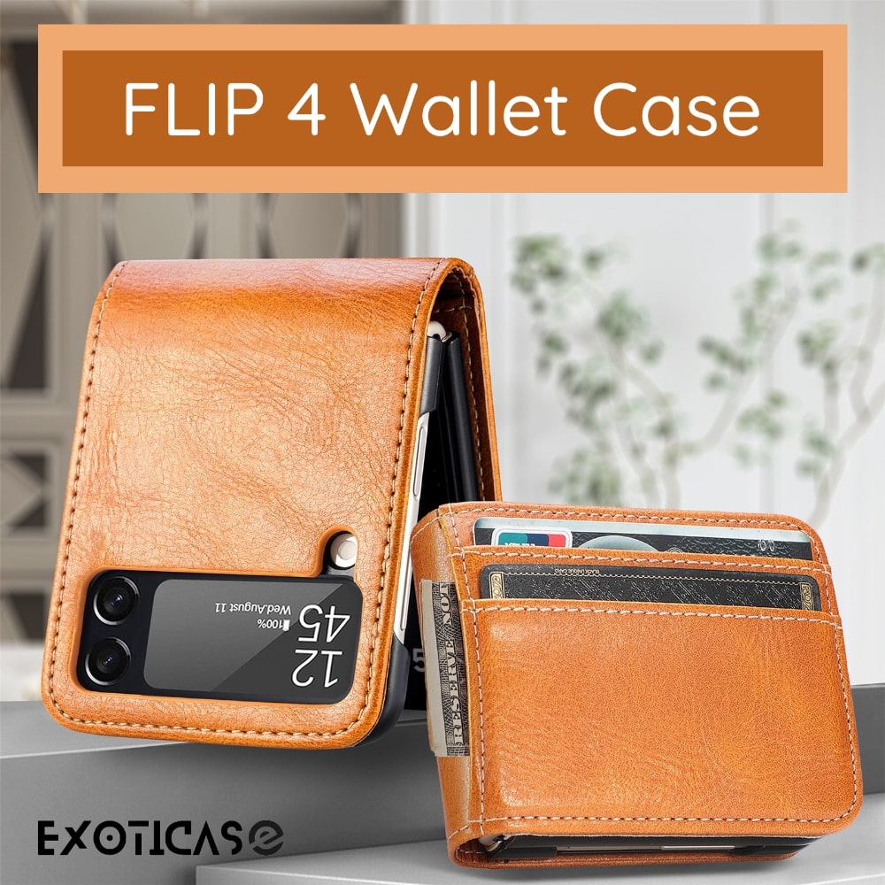 Samsung Galaxy Z Flip 3 4 5 6 7 8 PU Leather Case, Card Slots