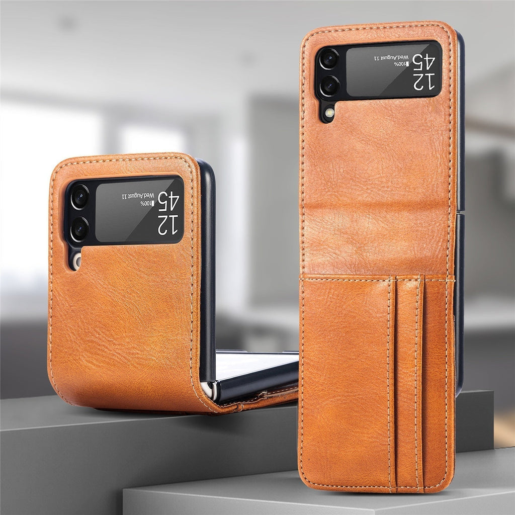 Samsung Galaxy Z Flip 3 4 5 6 7 8 PU Leather Case, Card Slots