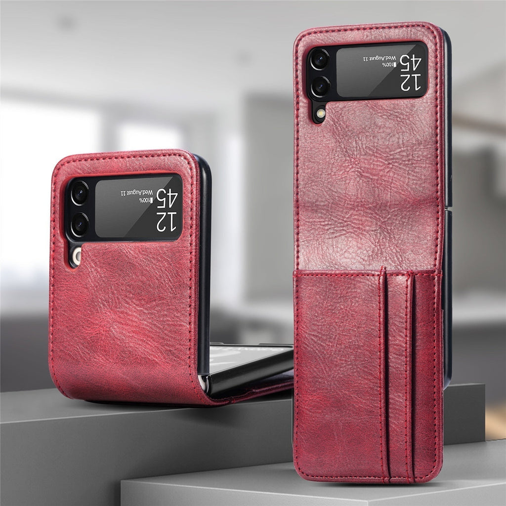 Samsung Galaxy Z Flip 3 4 5 6 7 8 PU Leather Case, Card Slots