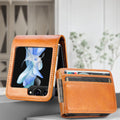 Samsung Galaxy Z Flip 3 4 5 6 7 8 PU Leather Case, Card Slots