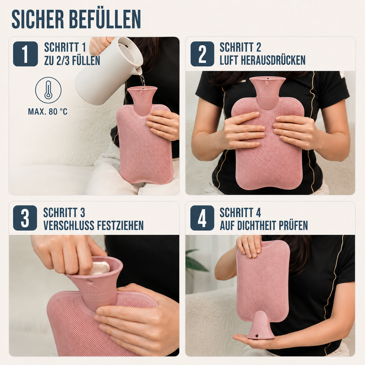 زجاجة ماء ساخن بسعة 34 fl oz مع غطاء محبوك - دفء مريح