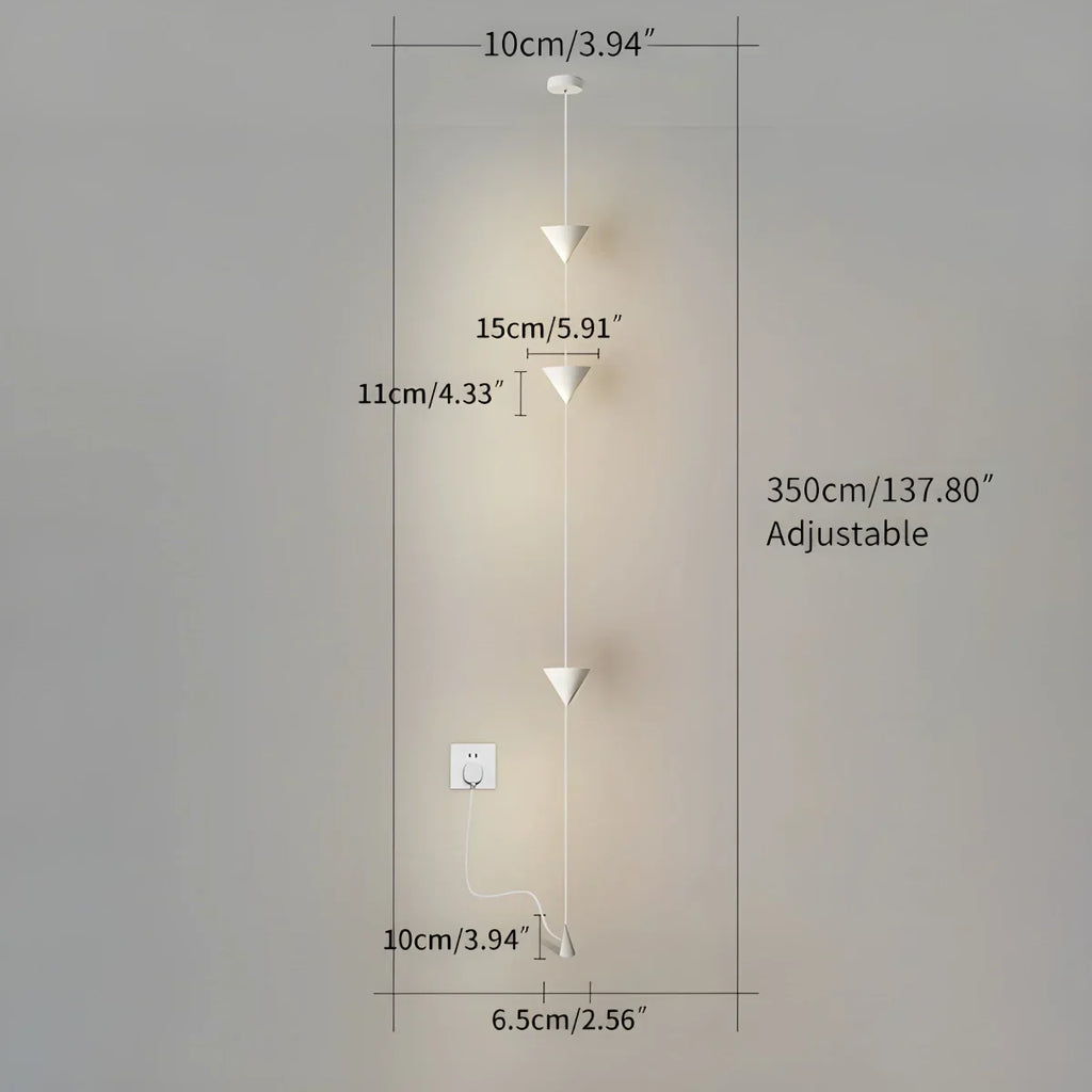 Justerbar stanglampe i jern og akryl med LED, op til 11.5 Feet, til soveværelse, stue og moderne hjemmekontor, slank lodret accentlampe