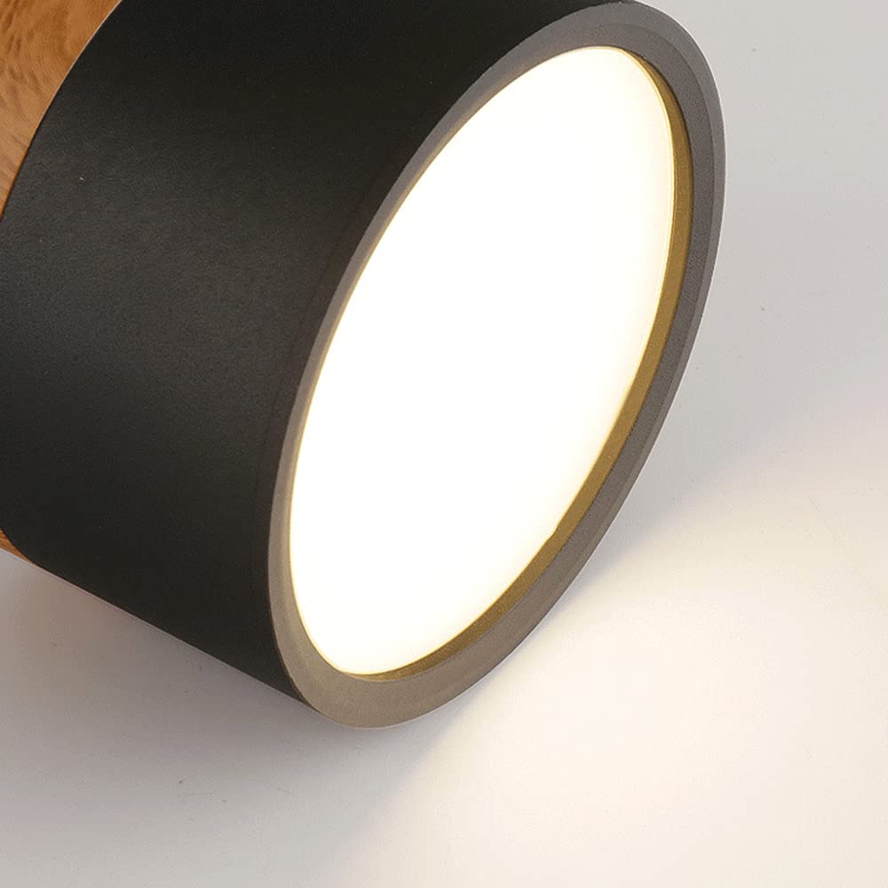 Okrągła przylegająca do sufitu oprawa LED, drewniane detale, aluminium, 5 W lub 7 W, do przedpokoju, sypialni, kuchni i korytarza, nowoczesna, minimalistyczna lampa sufitowa w stylu skandynawskim