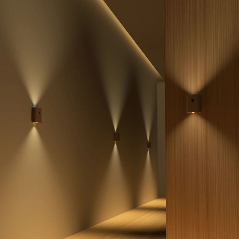 Wooden Motion Sensor Lamp - Rechargeable LED Light for Home, Elegant Design for Bedrooms, Hallways, and Cabinets | Euroselle