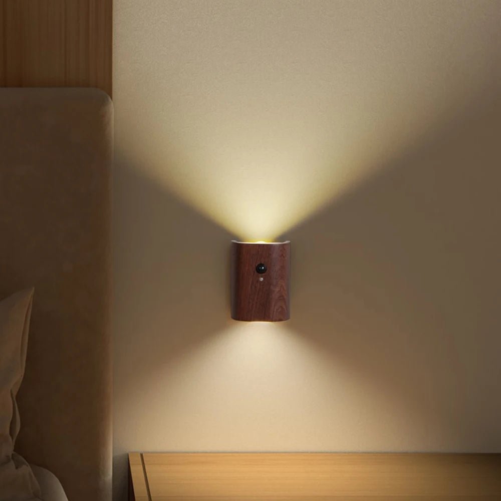 Wooden Motion Sensor Lamp - Rechargeable LED Light for Home, Elegant Design for Bedrooms, Hallways, and Cabinets | Euroselle