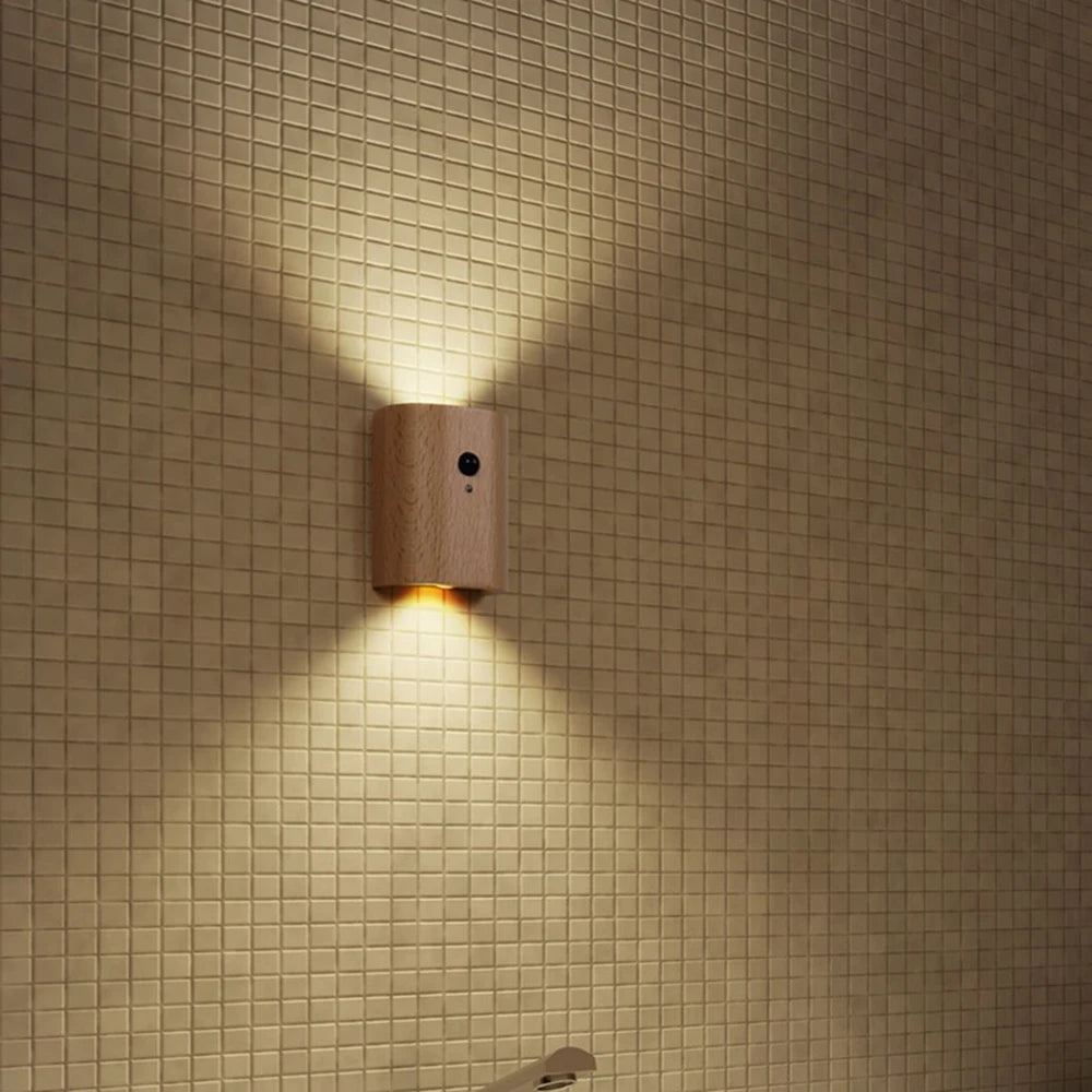 Wooden Motion Sensor Lamp - Rechargeable LED Light for Home, Elegant Design for Bedrooms, Hallways, and Cabinets | Euroselle