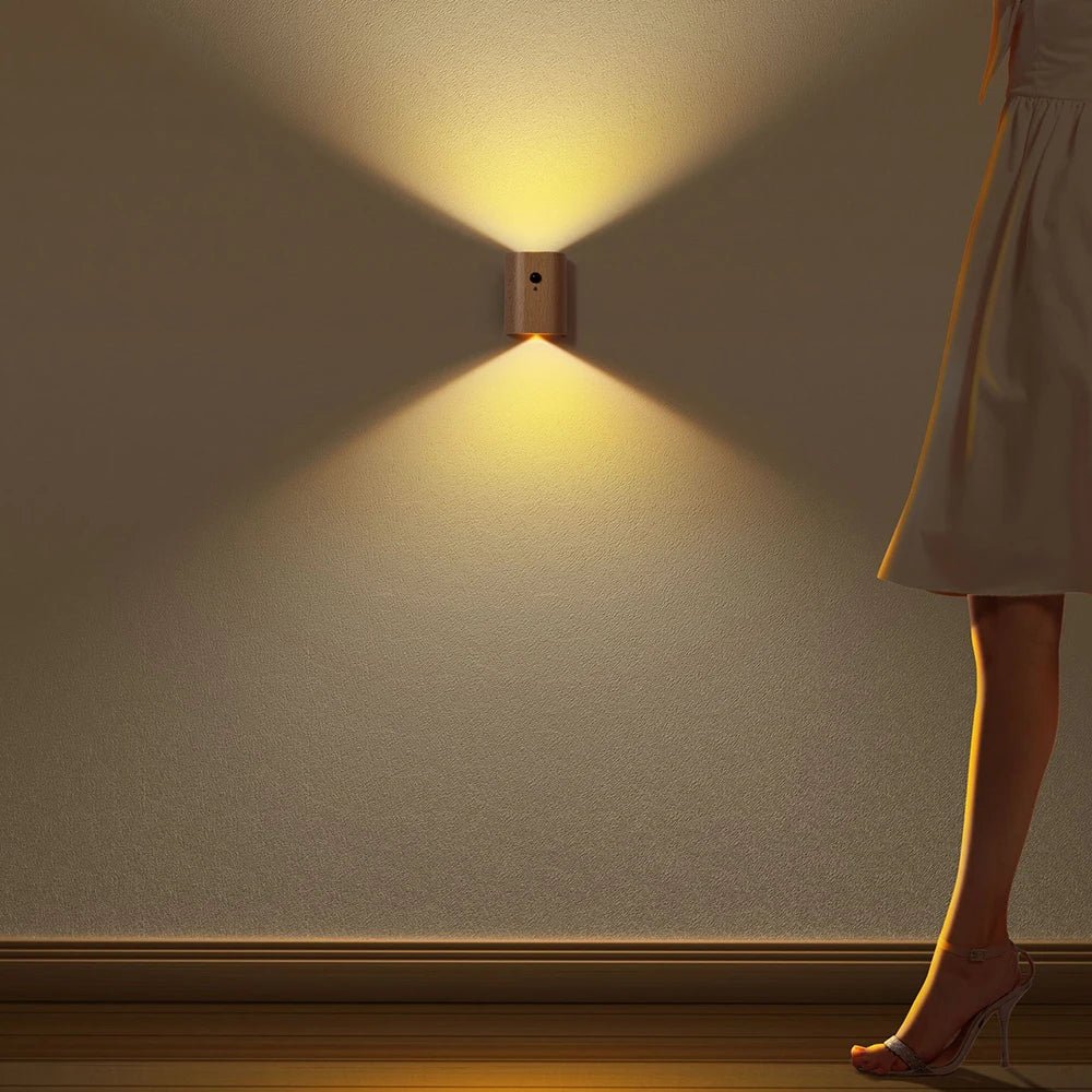 Wooden Motion Sensor Lamp - Rechargeable LED Light for Home, Elegant Design for Bedrooms, Hallways, and Cabinets | Euroselle