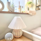 Table Lamp Woven Rattan LED Plug In Bedside Light | Euroselle