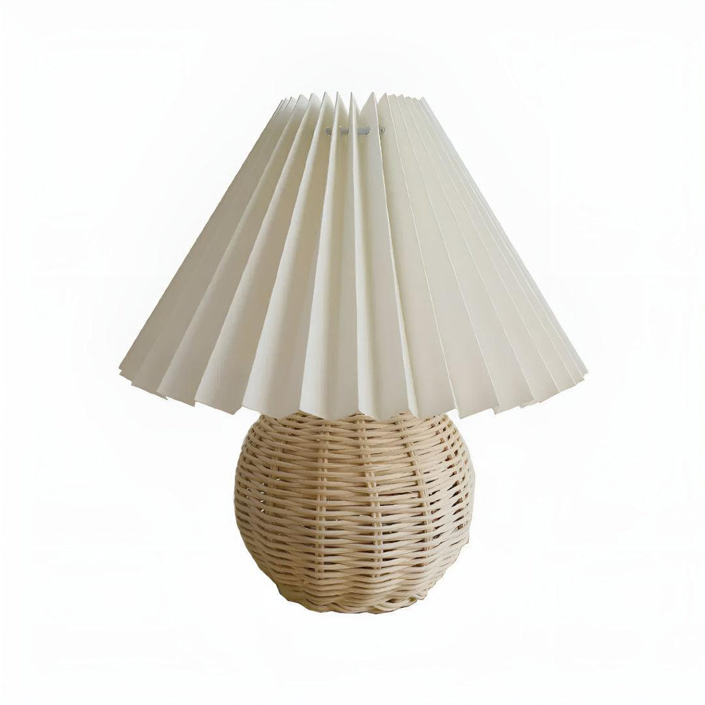 Table Lamp Woven Rattan LED Plug In Bedside Light | Euroselle