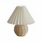 Table Lamp Woven Rattan LED Plug In Bedside Light | Euroselle
