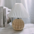 Table Lamp Woven Rattan LED Plug In Bedside Light | Euroselle
