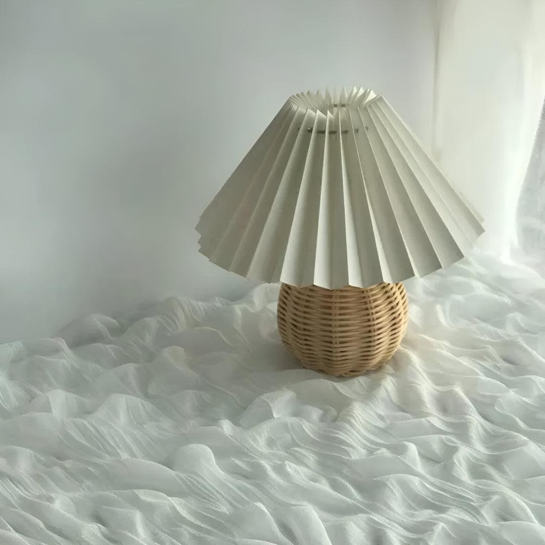 Table Lamp Woven Rattan LED Plug In Bedside Light | Euroselle