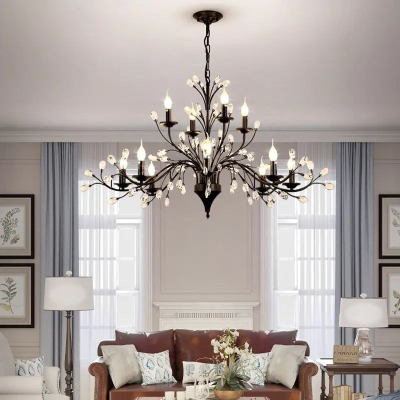 12-Light Rustic Wrought Iron Chandelier
