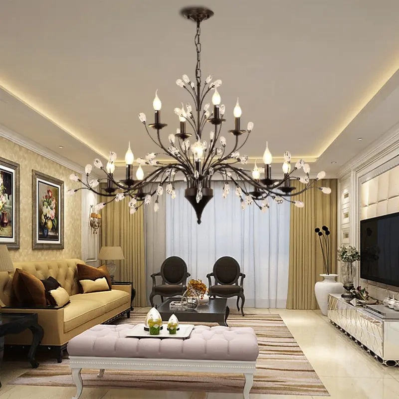 12-Light Rustic Wrought Iron Chandelier
