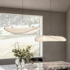 Japandi Style Pendant Light With Silk Shade For Dining And Living Areas