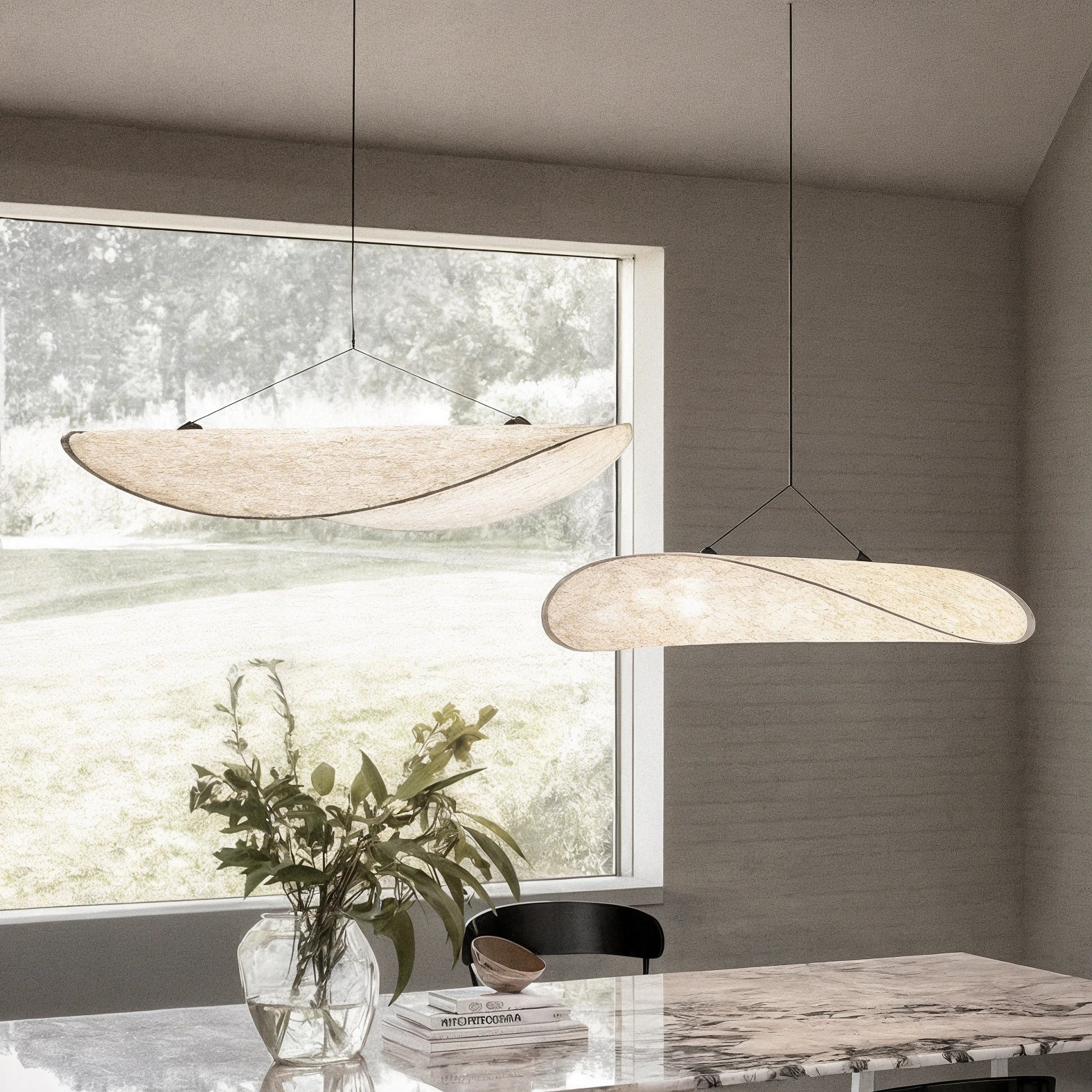 Japandi Style Pendant Light With Silk Shade For Dining And Living Areas