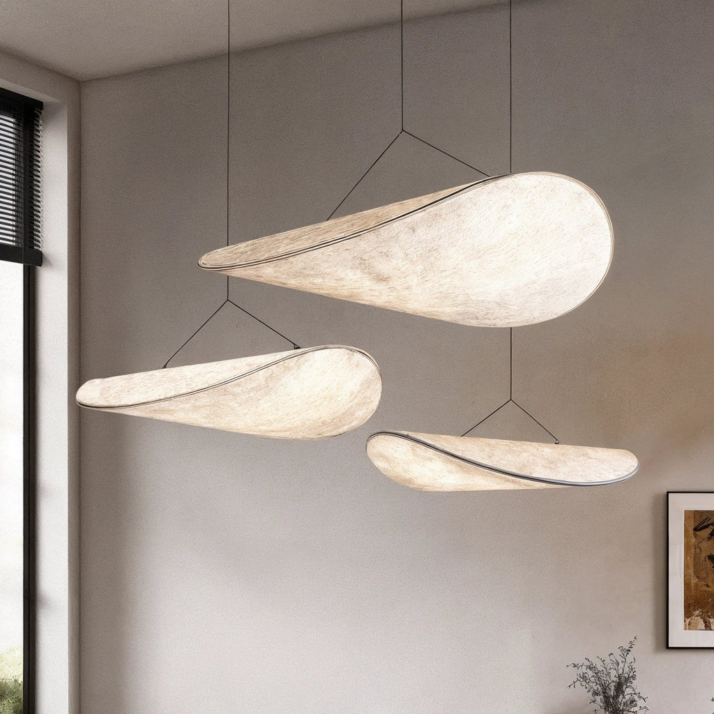 Japandi Style Pendant Light With Silk Shade For Dining And Living Areas