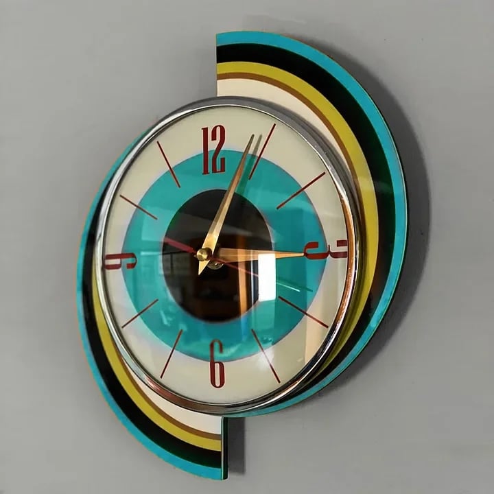 Ceas de perete Sunburst, lucrat manual, de 16 inchi — silențios, alimentat cu baterie