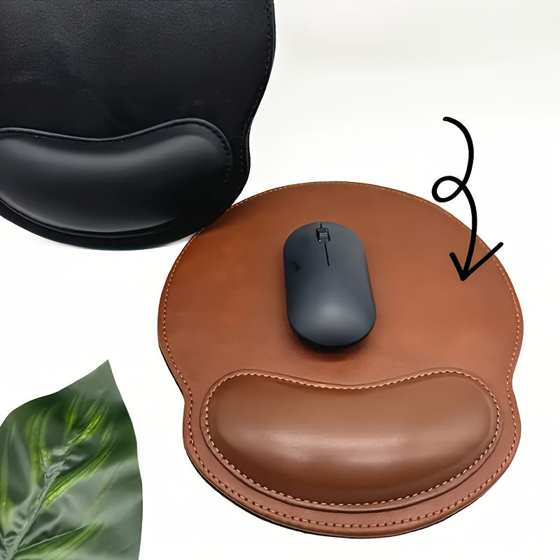Non-Slip Ergonomic Faux Leather Mouse Pad Brown - Euroselle