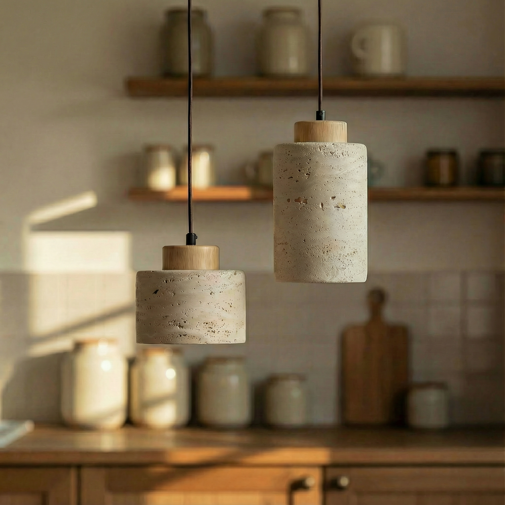 Texturerad taklampa i sten — naturlig ådring, modern minimalistisk stil