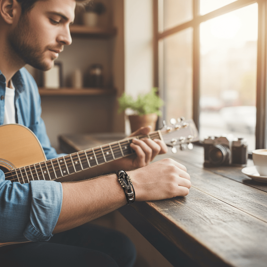 MelodyForge Guitar-Inspired Leather Bracelet — All-Day Comfort, Everyday Wearability