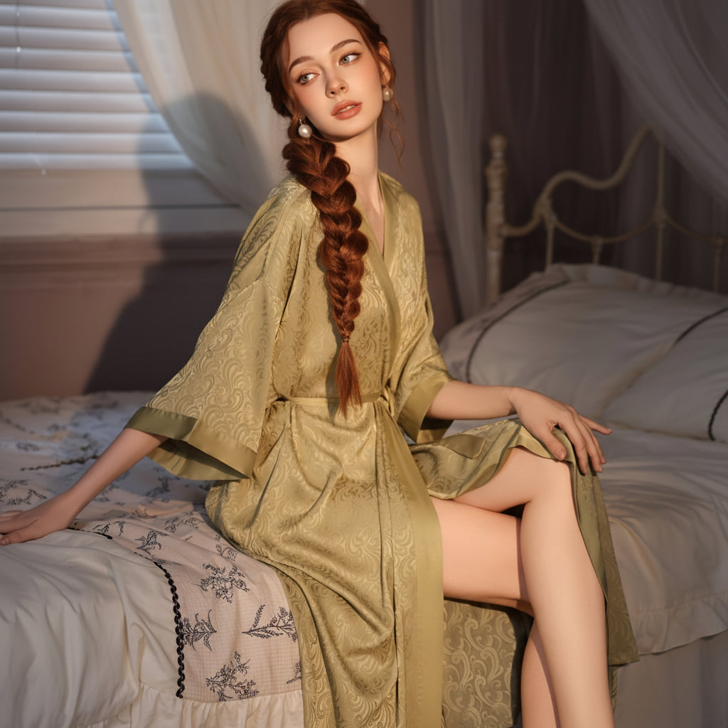 Elegant satin natbeklædning til kvinder lang ydre kappe - Euroselle