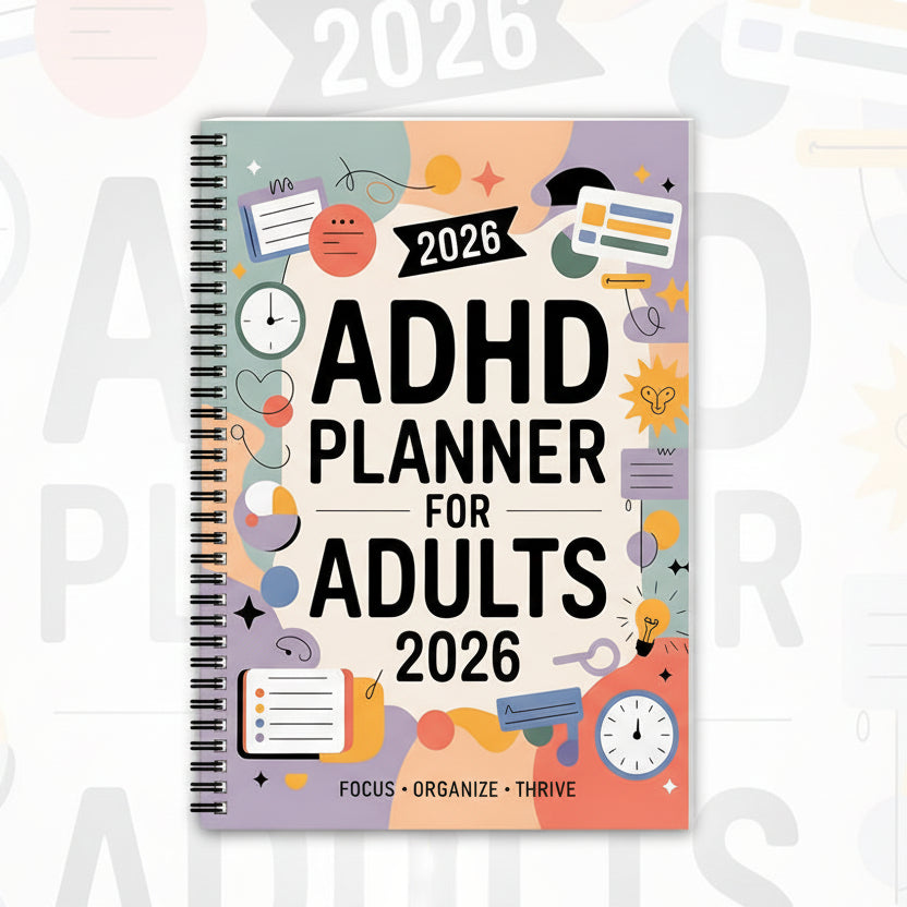 FOCUSVAULT – 2026 Eksklusiv ADHD Voksenplanlægger Struktureret Daglig og Ugentlig Produktivitetsjournal - Euroselle