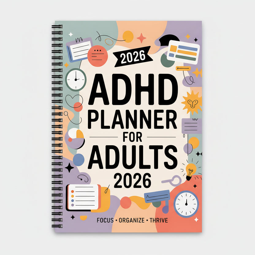 FOCUSVAULT – 2026 Eksklusiv ADHD Voksenplanlægger Struktureret Daglig og Ugentlig Produktivitetsjournal - Euroselle