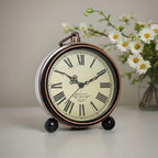 European Vintage Metal Bedside Alarm Clock Silent Analog Large Display - Euroselle