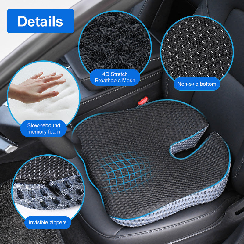 Cojín triangular para asiento de coche — espuma viscoelástica, malla transpirable, antideslizante