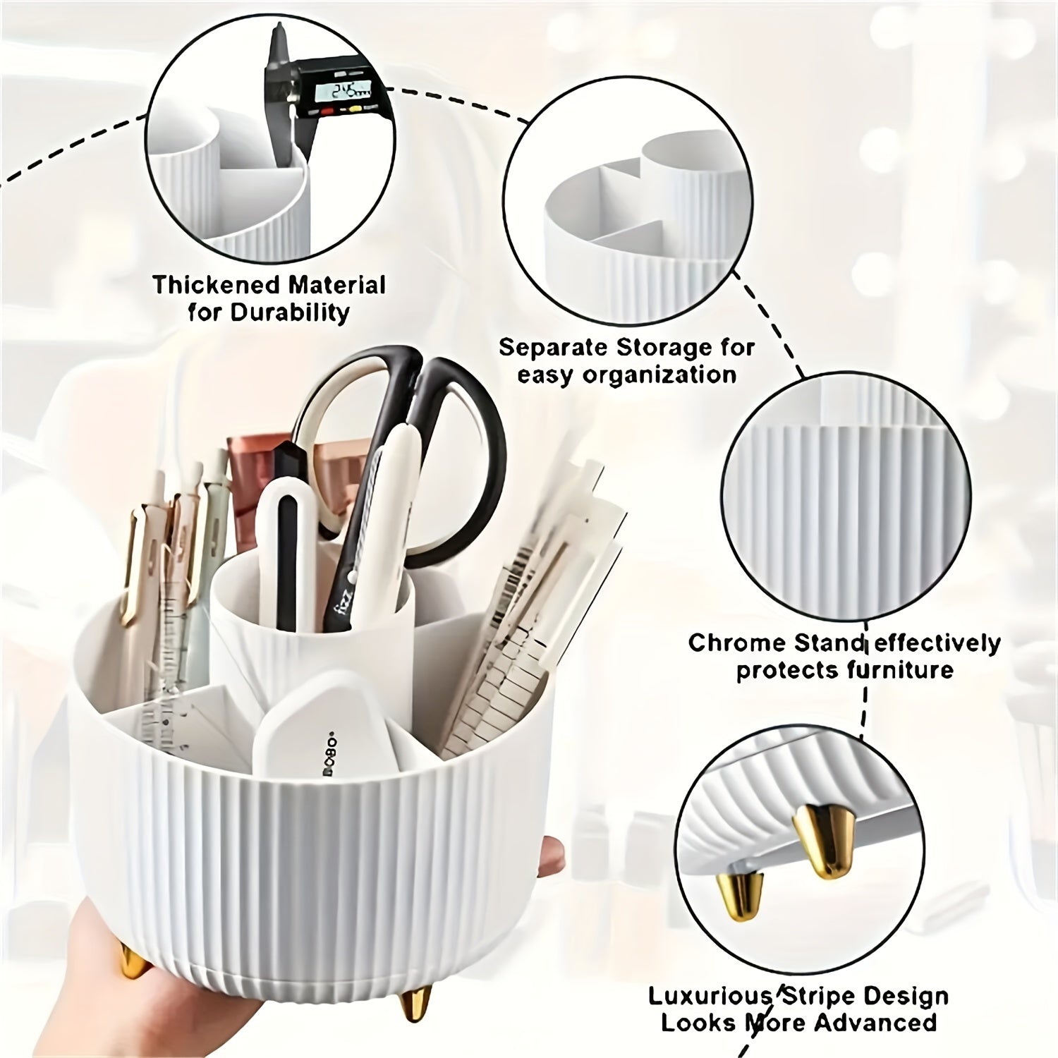 Plastic 360° Rotating Makeup Storage with 5 Sections - Euroselle