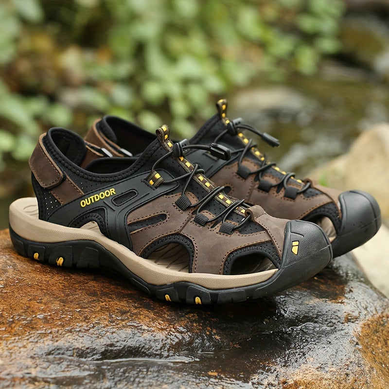 Men's Closed-Toe Sport Sandals — Breathable Rubber Sole, Elastic Strap