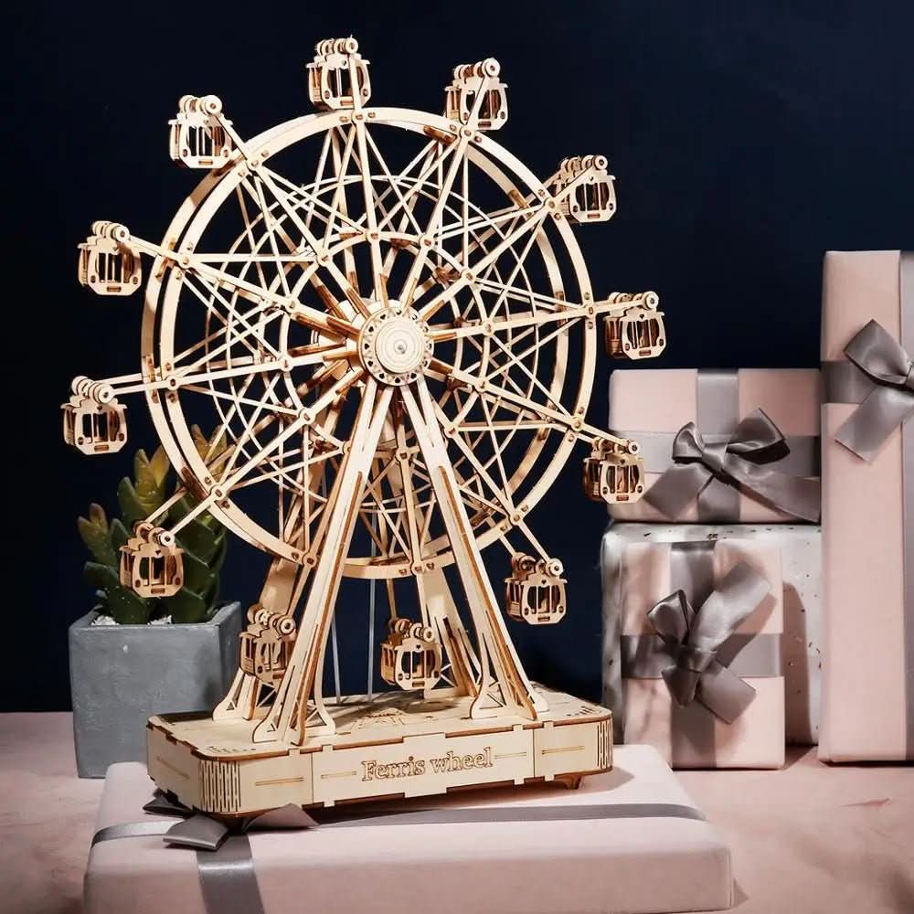 WoodCraft 3D-træmodel af pariserhjul — samlesæt med 232 dele, 33 x 28 cm