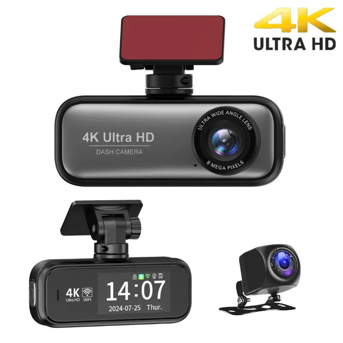 4K Dual-Lens Car Camera — WiFi, GPS, Front & Rear Recording