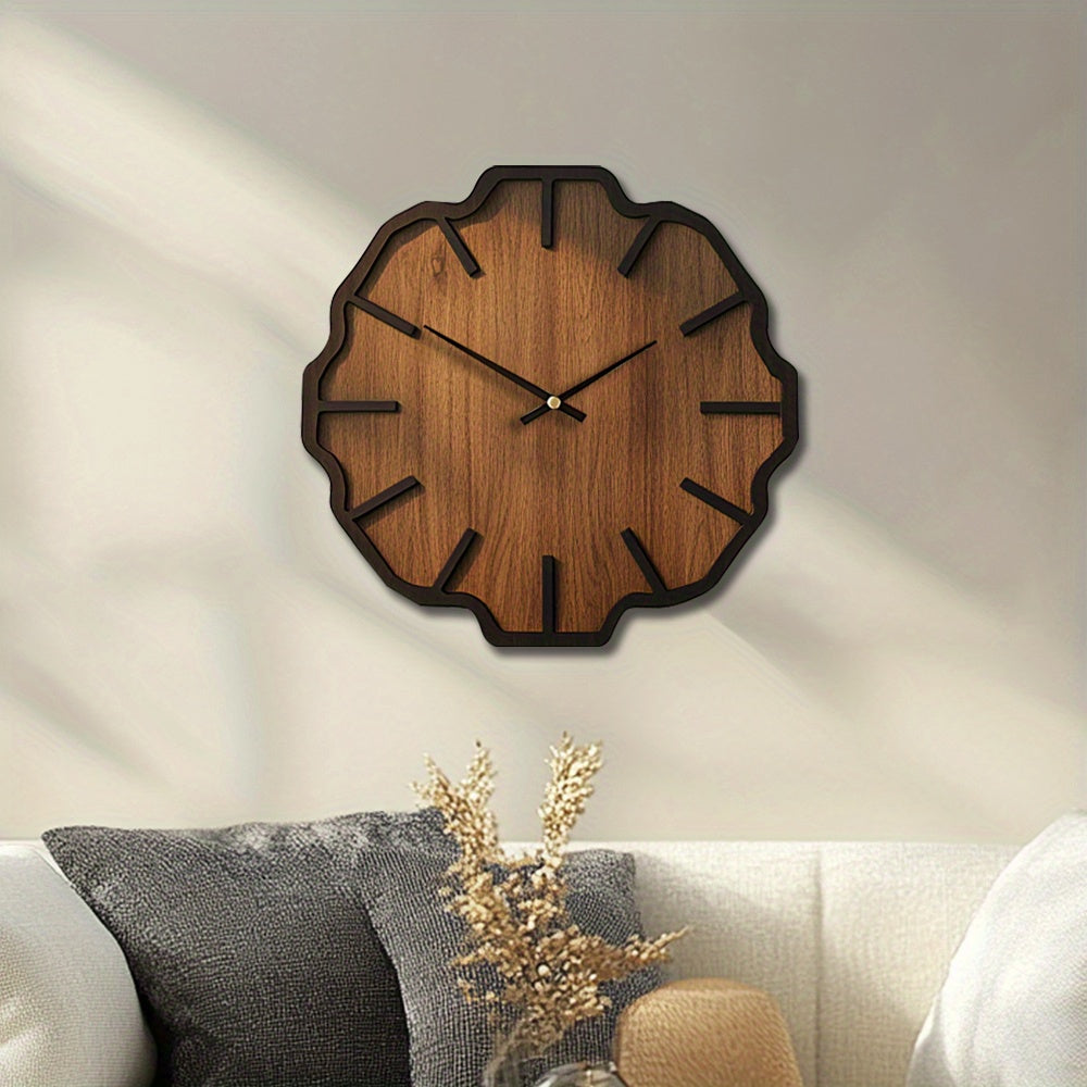 Decorative Wooden Wall Clock in Unique Irregular Form, Battery Operated - Euroselle