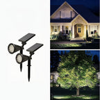 Outdoor Solar Landscape Lights 2-Pack LED Spotlights with 3-Level Dimming & IP44 Waterproof - Euroselle