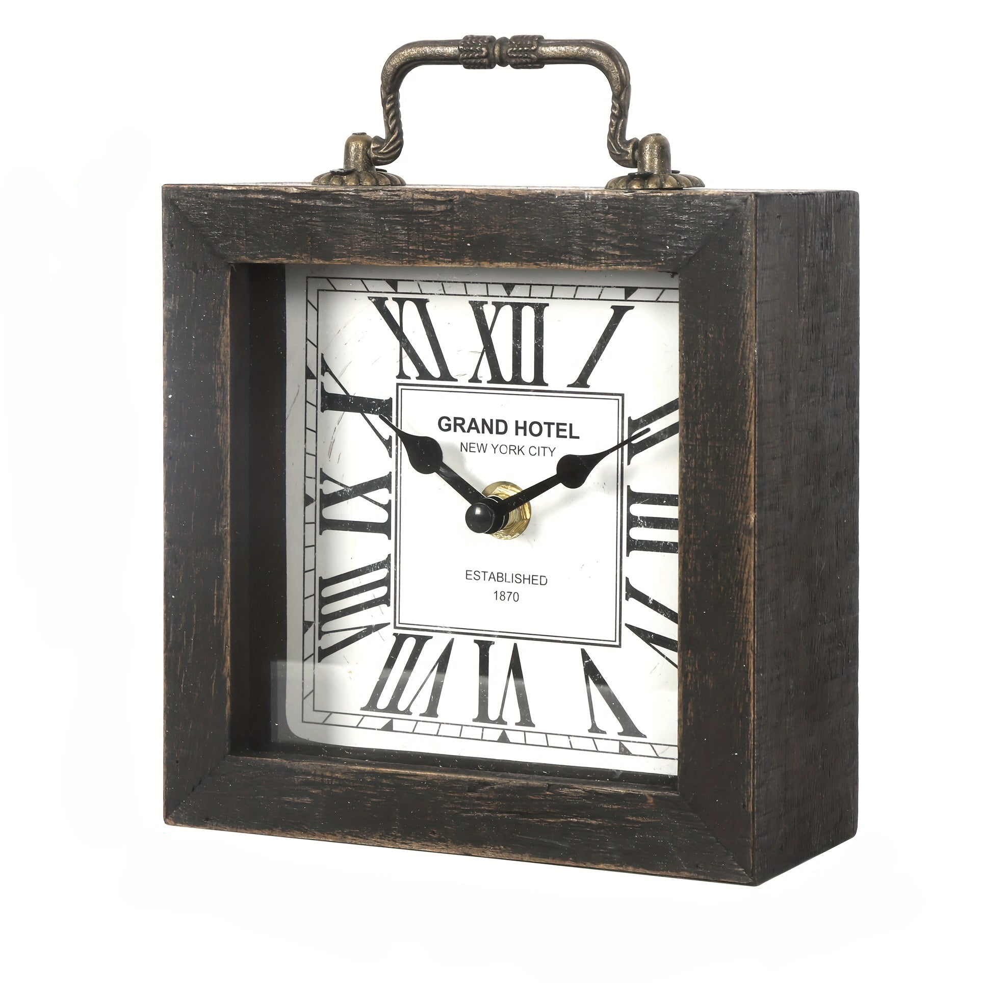Rustic Wooden Shelf Clock with Glass Cover for Home Decor - Euroselle