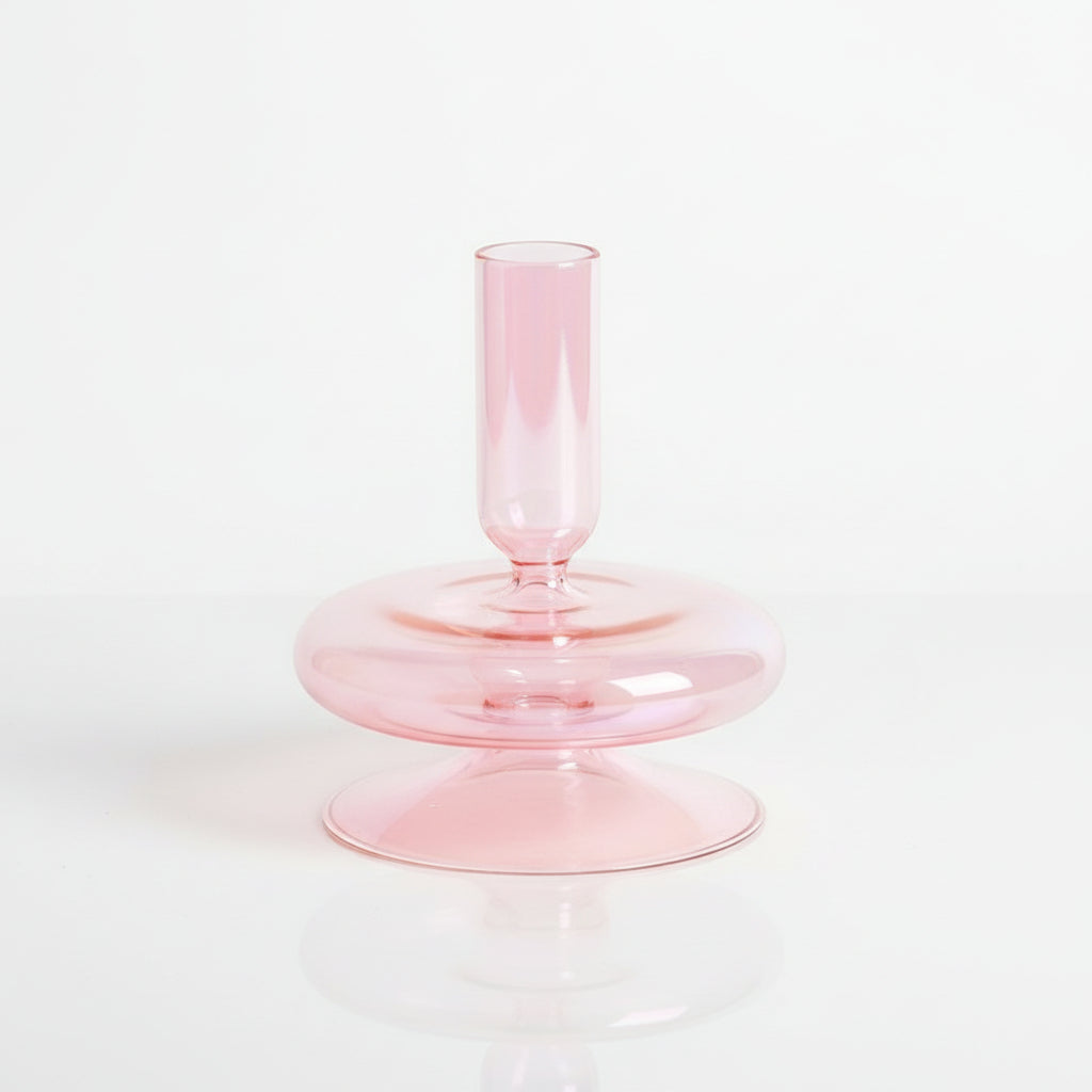 Minimalist Glass Candle Holder Vase Decorative Art Piece - Euroselle