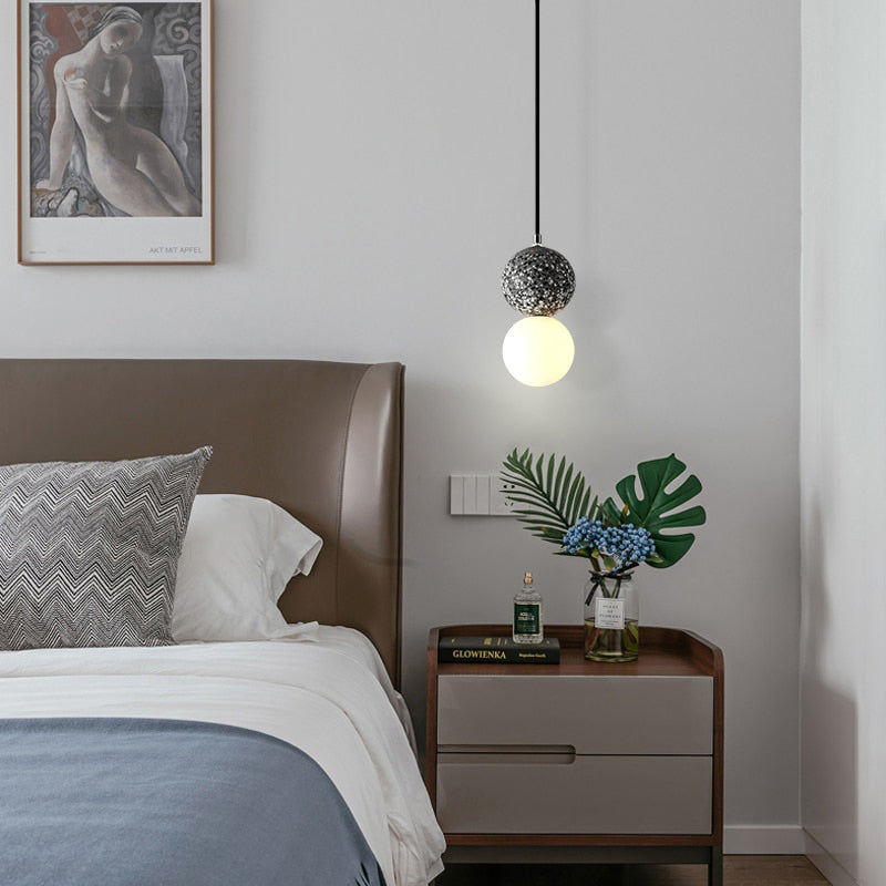 LumaNova Modern Bulbs Small LED Pendant Lamps Black White Glass Dining Table